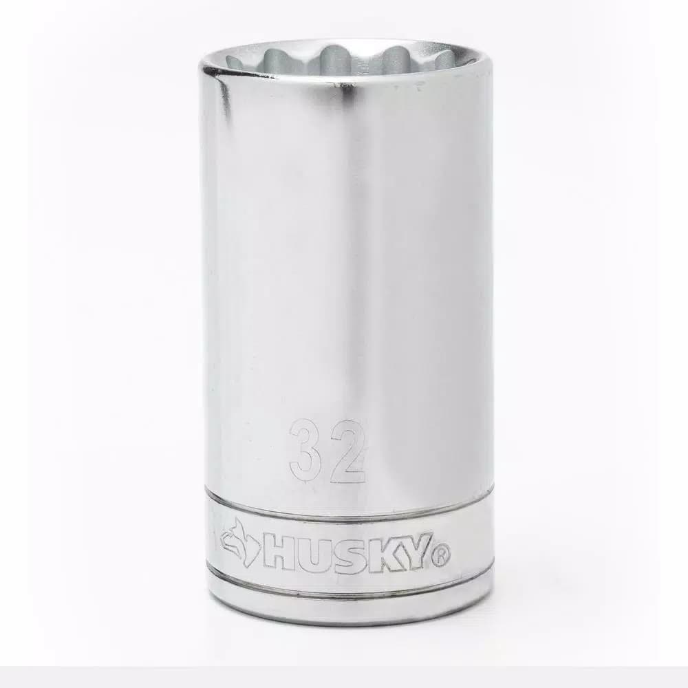 Husky 1/2 in. Drive 12-Point Deep Metric Socket, 32 mm