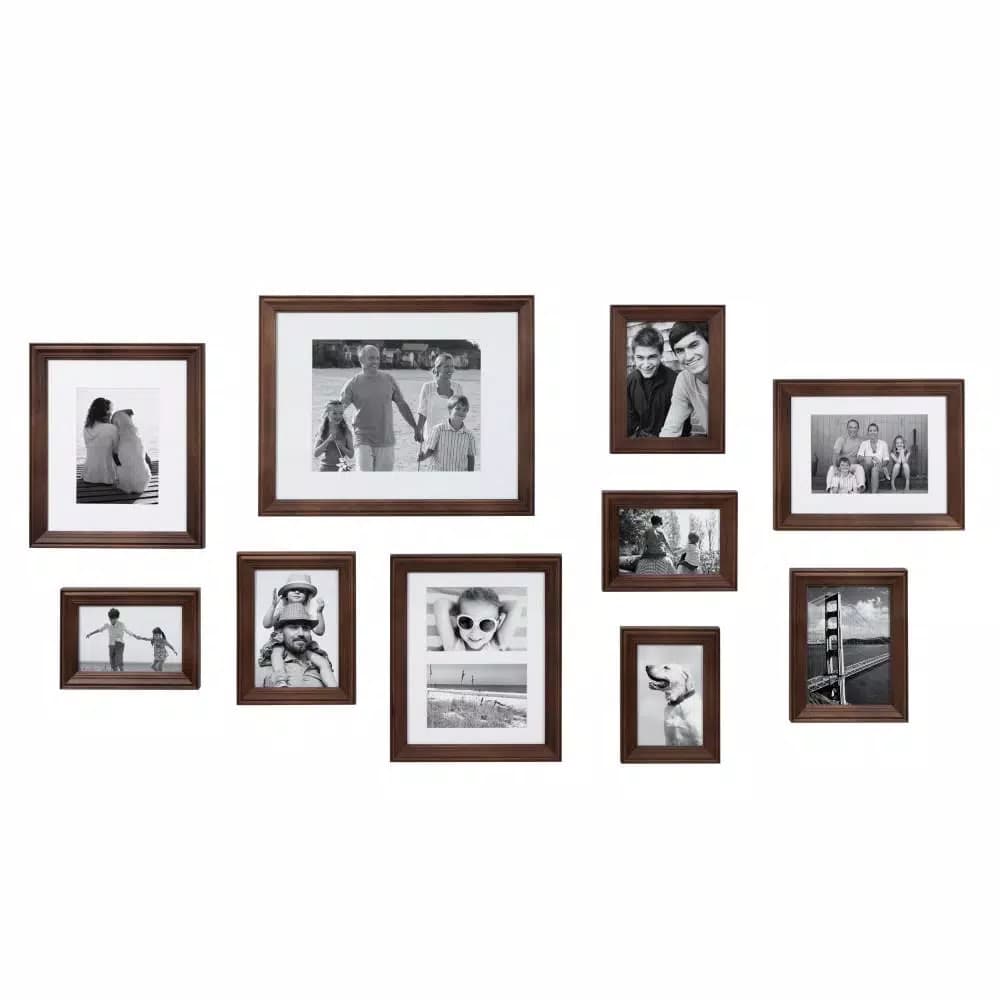 Kate and Laurel Bordeaux Brown Gallery Wall Picture Frame Set, 10-Piece Collection