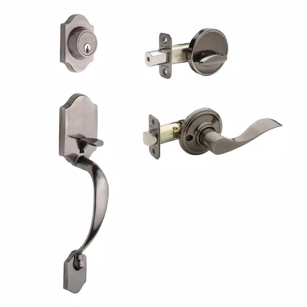 Copper Creek Heritage Antique Nickel Handleset with Waverlie Lever Trim