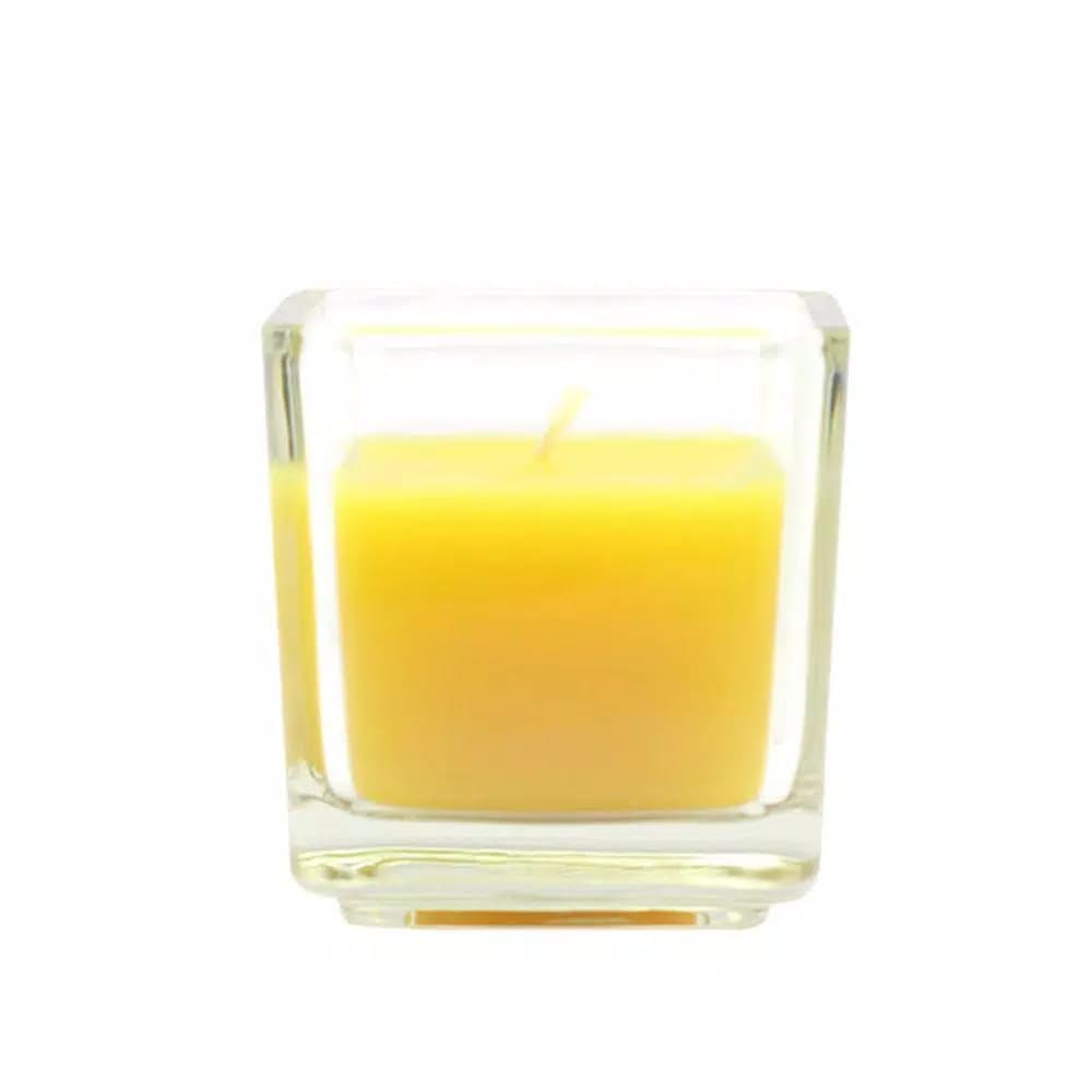 Zest Candle 2 in. Citronella Square Glass Votive Candles, Yellow (12-Box)