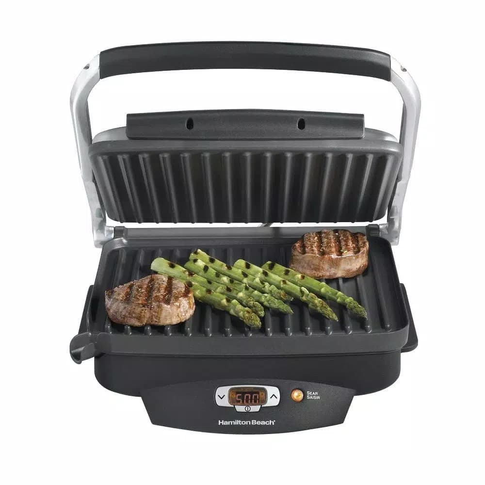 Hamilton Beach Steak Lover's Indoor Grill with 500°F Sear Function, 100 sq. in. Cooking Surface, Black