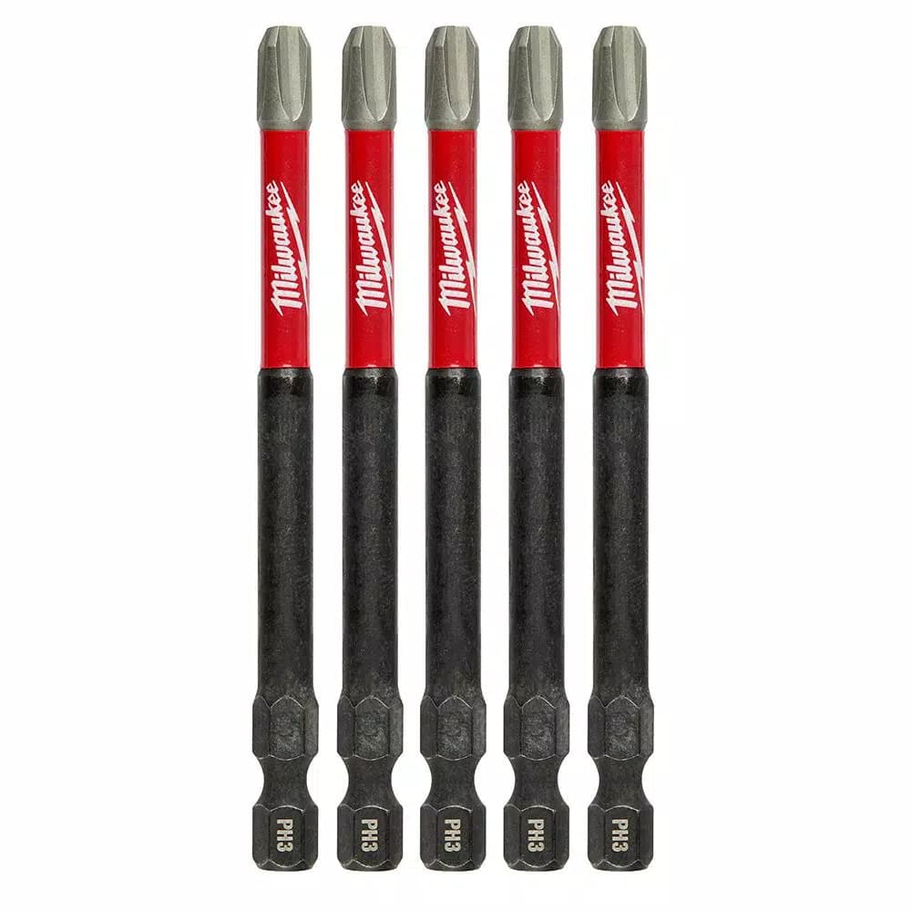 Milwaukee SHOCKWAVE Phillips #3 3.5 in. Impact Duty Steel Screwdriver Bits, 5-Pack