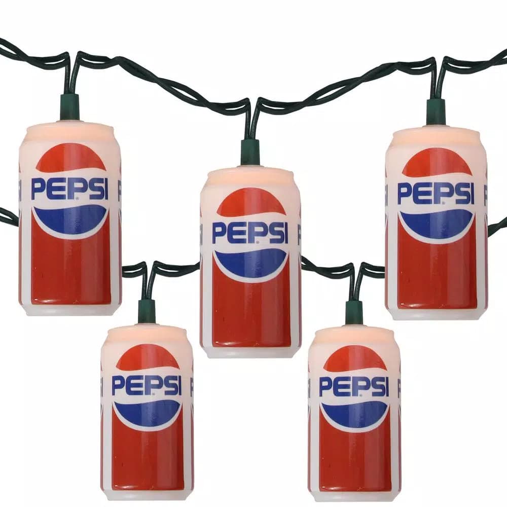 Northlight Pepsi Classic Can Novelty Christmas Lights, 10-Light Red and White Specialty String with 8.5 ft. White Wire