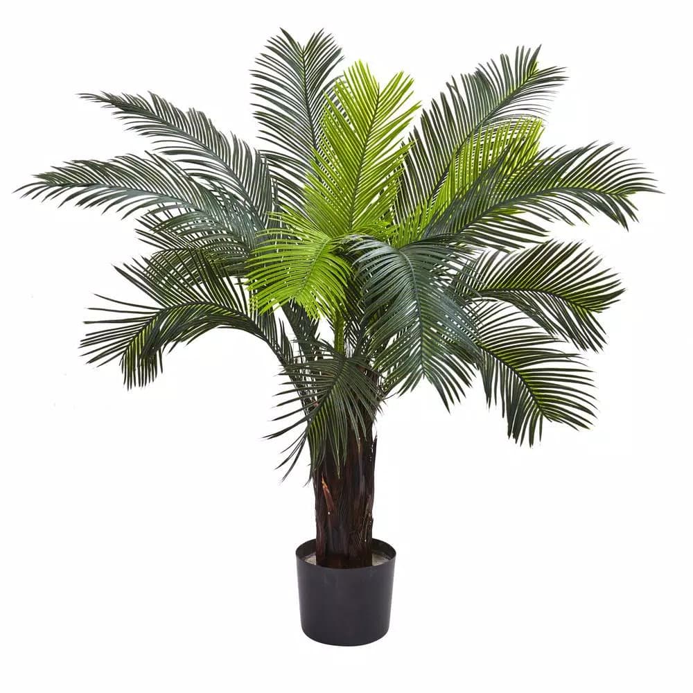 Nearly Natural 3 ft. Artificial Cycas Tree, UV Resistant Indoor/Outdoor Silk Plant with Planter