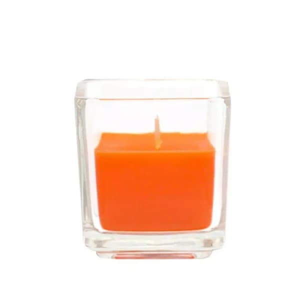 Zest Candle 2 in. Orange Square Glass Votive Candles, 12-Pack
