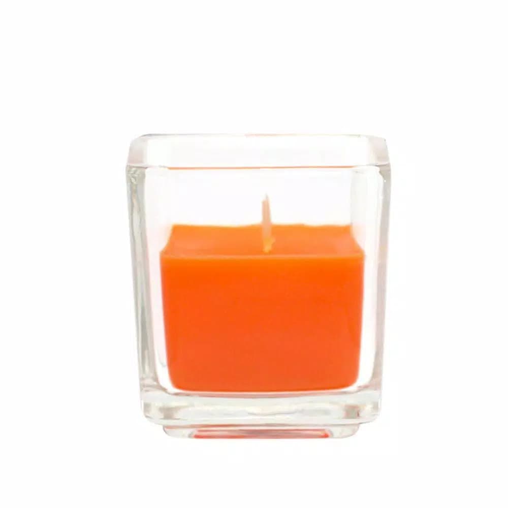 Zest Candle 2 in. Orange Square Glass Votive Candles, 12-Pack