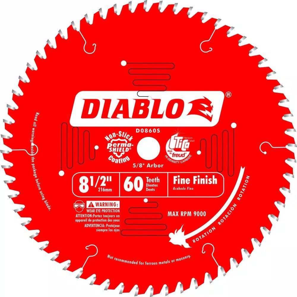 Diablo 8-1/2 in. x 60-Teeth Fine Finish Carbide Circular Saw Blade