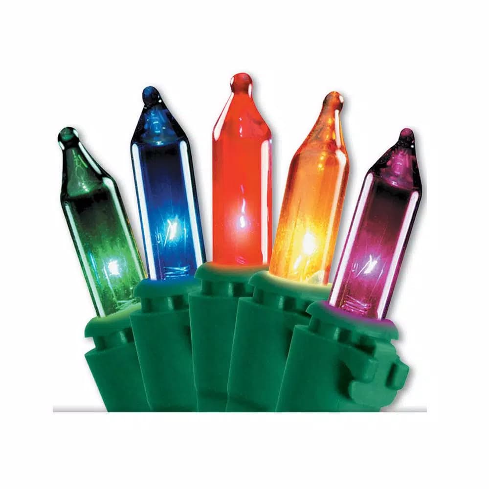 National Tree Company Multicolor 50-Bulb Incandescent Mini Light String Set, Indoor/Outdoor, Green Wire