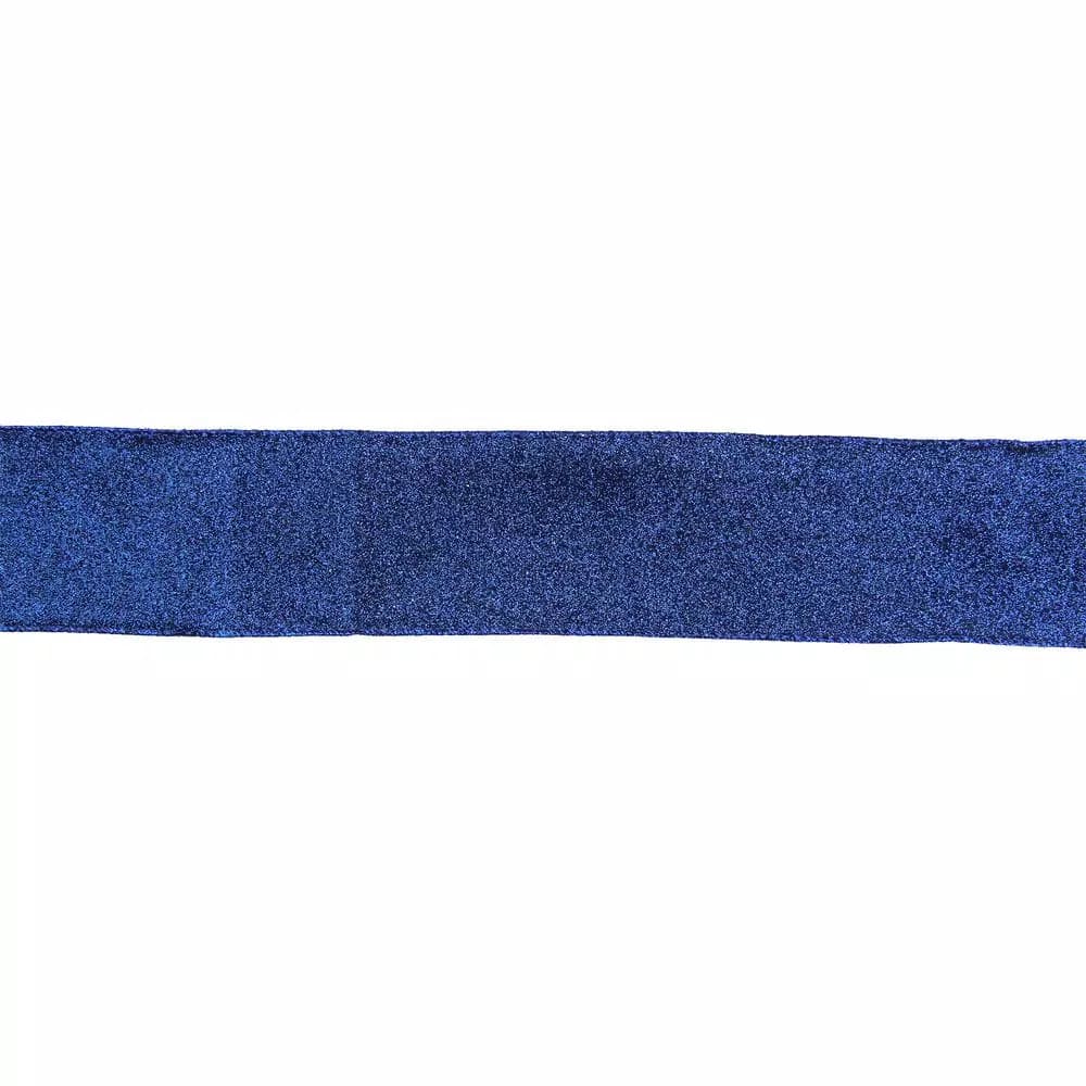 Northlight 2.5 in. x 16 yds. Blue Metallic Glitter Wired Craft Ribbon