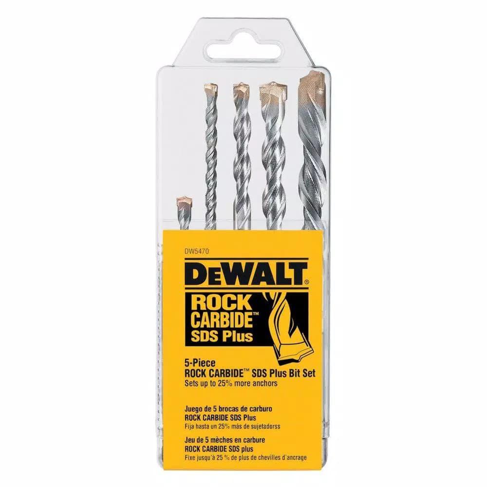 DEWALT 5-Piece Rock Carbide SDS+ Hammer Drill Bit Set