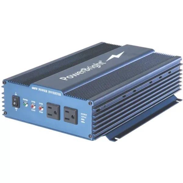 Power Bright 600W Pure Sine Wave Inverter, 12V DC to 120V AC, 1000W Peak