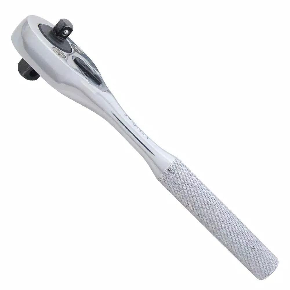 URREA Double Drive Reversible Chrome Ratchet, 1/4 in. x 3/8 in. Drive, 24-Tooth