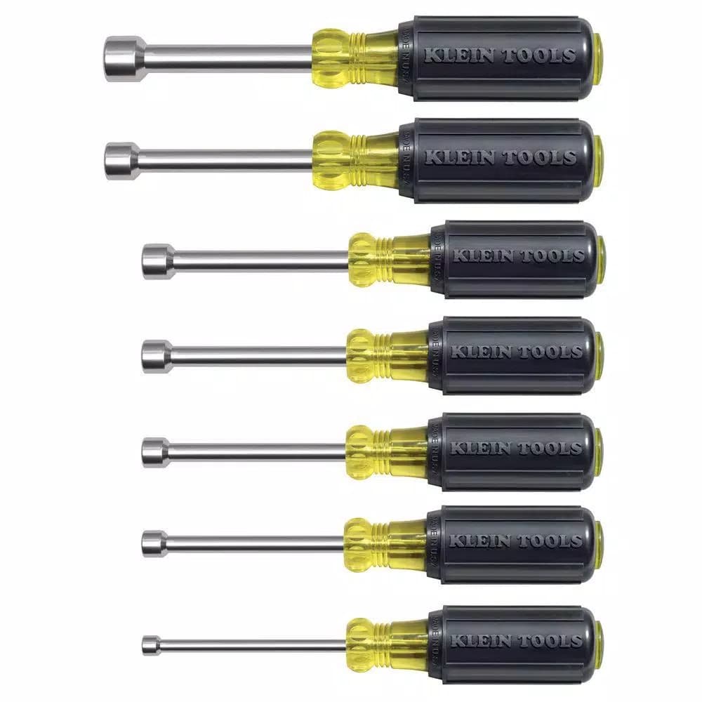 Klein Tools 7-Piece Magnetic Nut Driver Set with 3 in. Hollow Shafts and Cushion Grip Handles