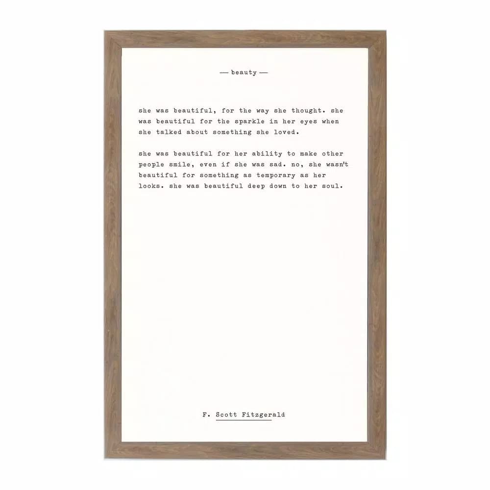 Petal Lane Home F. Scott Fitzgerald Magnetic Memo Board with Rustic Brown Frame