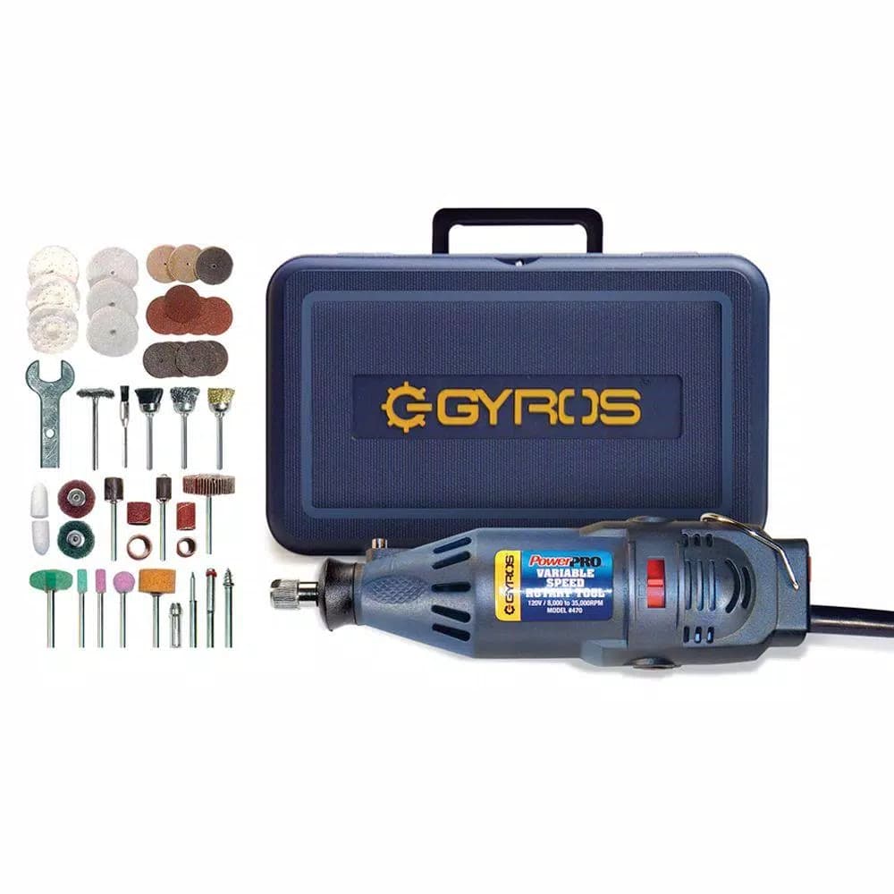 Gyros PowerPro 1.2-Amp Variable Speed Rotary Tool Kit with 50 Accessories