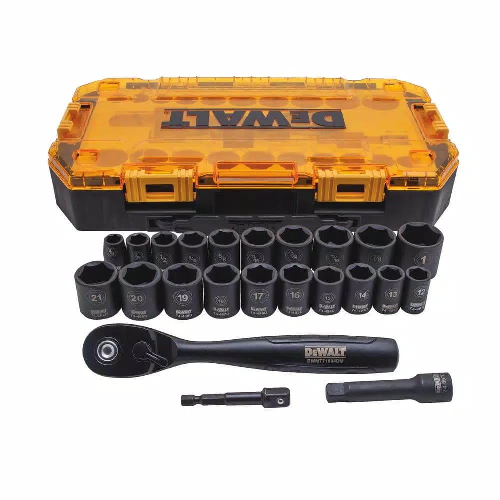 DEWALT 23-Piece 3/8 in. Drive Combination Deep Impact Socket Set with 72-Tooth Ratchet