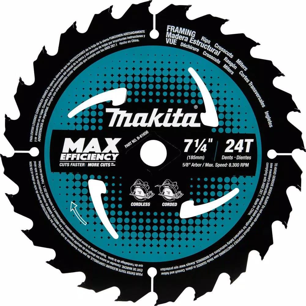 Makita 7-1/4 in. 24T Carbide-Tipped Ultra-Thin Kerf Framing Circular Saw Blade