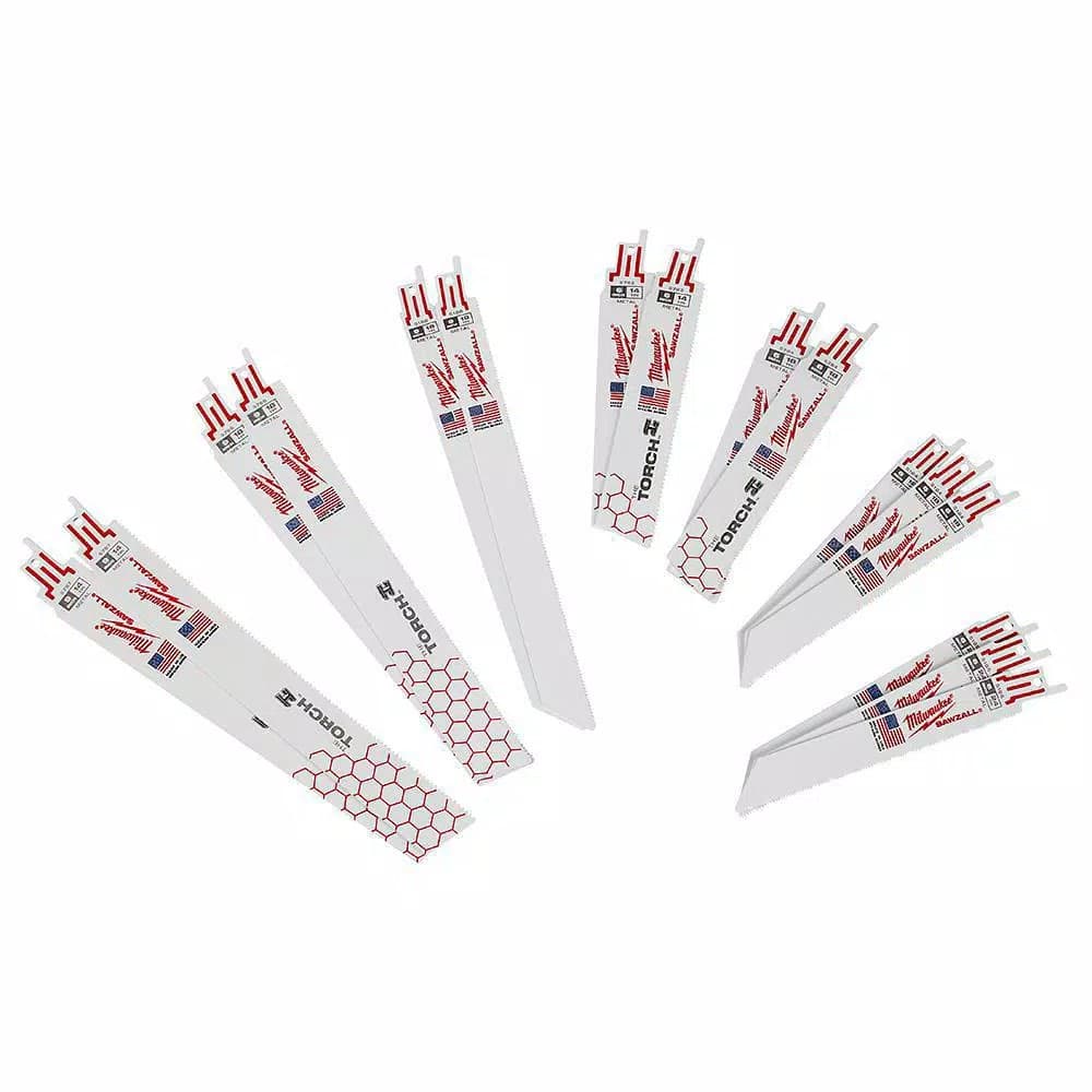 Milwaukee SAWZALL Metal Cutting Bi-Metal Reciprocating Saw Blade Set, 16-Piece