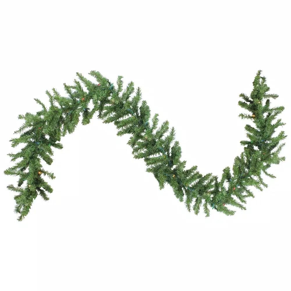 Northlight 9 ft. Pre-Lit Canadian Pine Artificial Christmas Garland with 50 Multi-Color Mini Lights