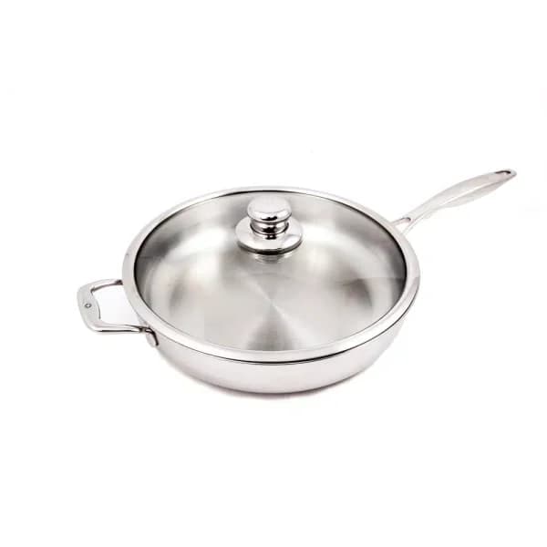 Swiss Diamond Premium Clad 5.3 qt. Stainless Steel Saute Pan with Glass Lid, 12.5 inch