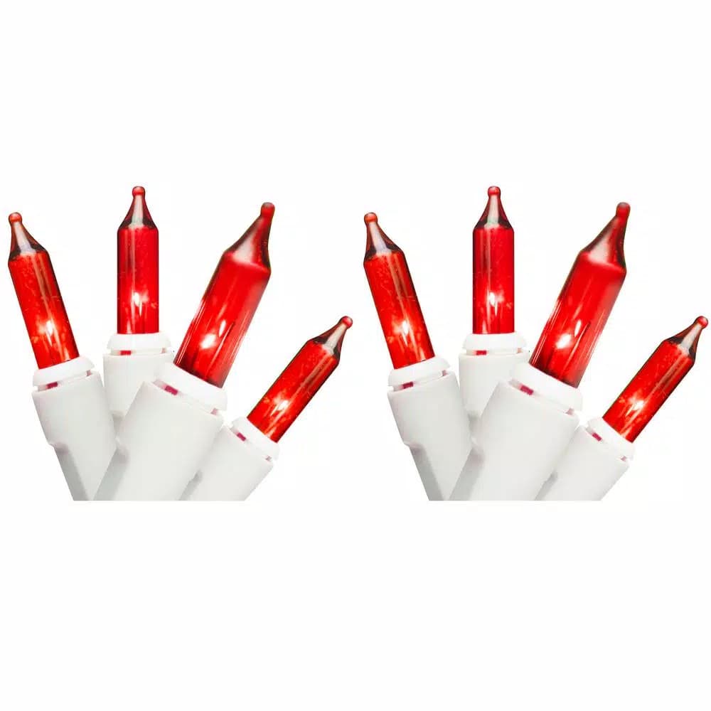 Unbranded Brite Star Professional Series 100-Light Red Mini Light Set with White Wire (Set of 2)