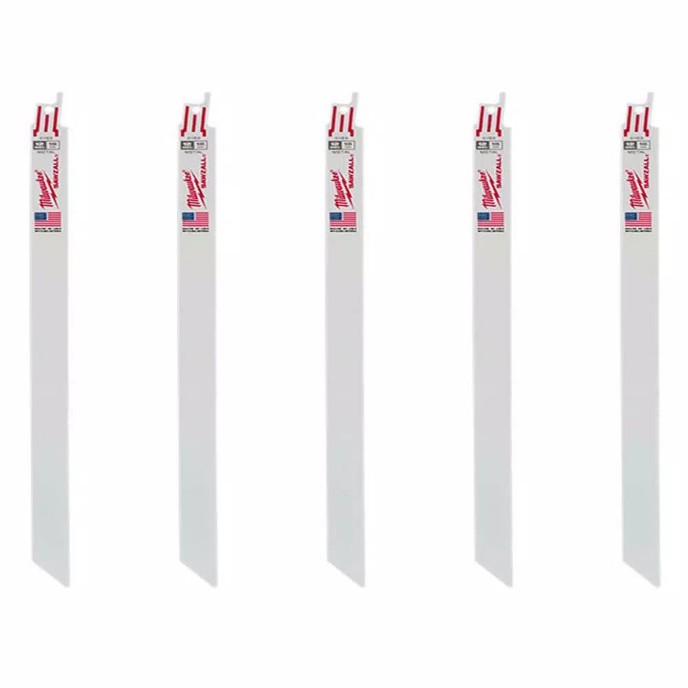 Milwaukee 12 in. 18 TPI Metal Cutting Reciprocating Saw Blades, 5-Pack