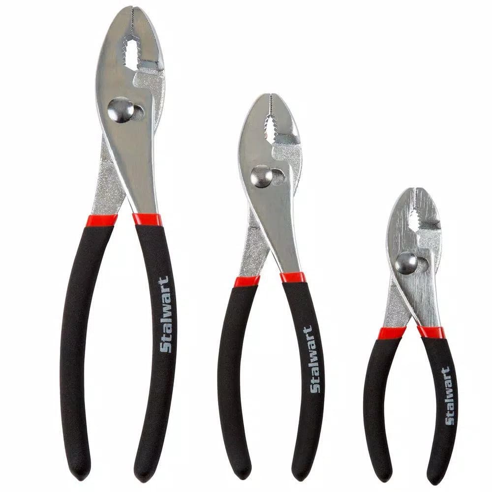 Stalwart 3-Piece Utility Slip Joint Plier Set with Storage Pouch