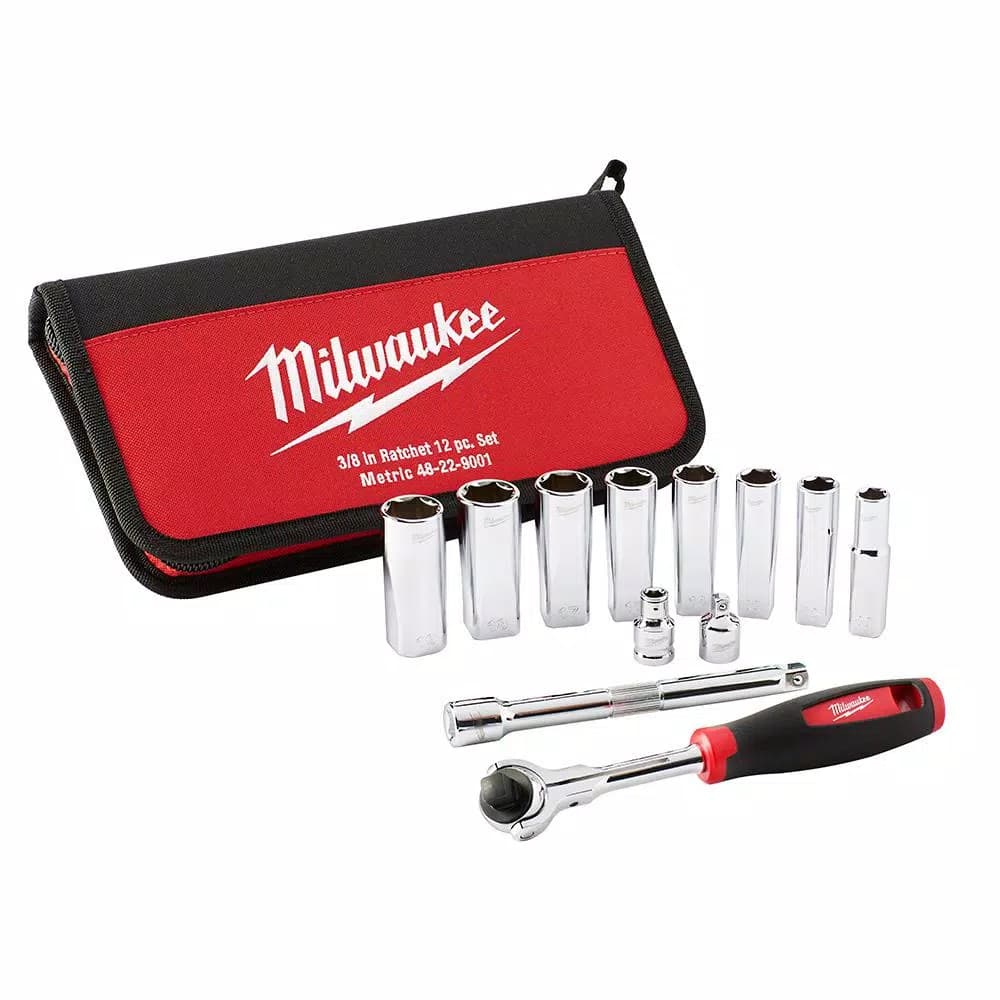 Milwaukee 12-Piece 3/8 in. Drive Metric Ratchet and Socket Set