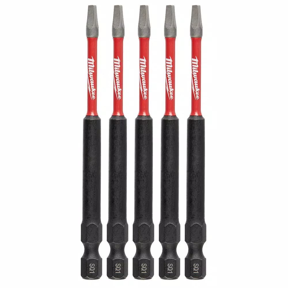 Milwaukee SHOCKWAVE Square #1 3.5 in. Impact Duty Steel Screwdriver Bits (5-Pack)
