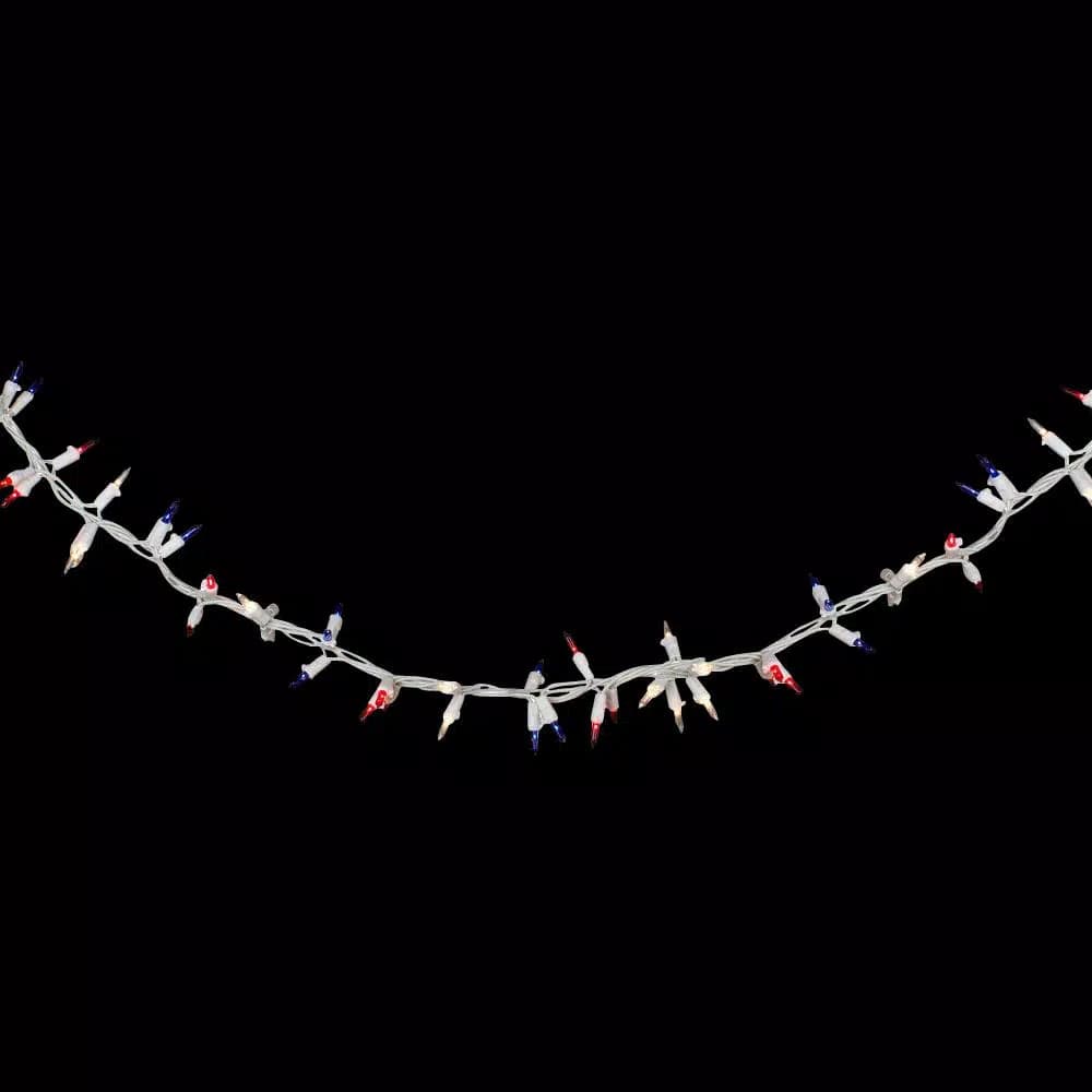 Northlight 5.6 ft. Red, Clear, and Blue Mini Light Christmas Garland with White Wire