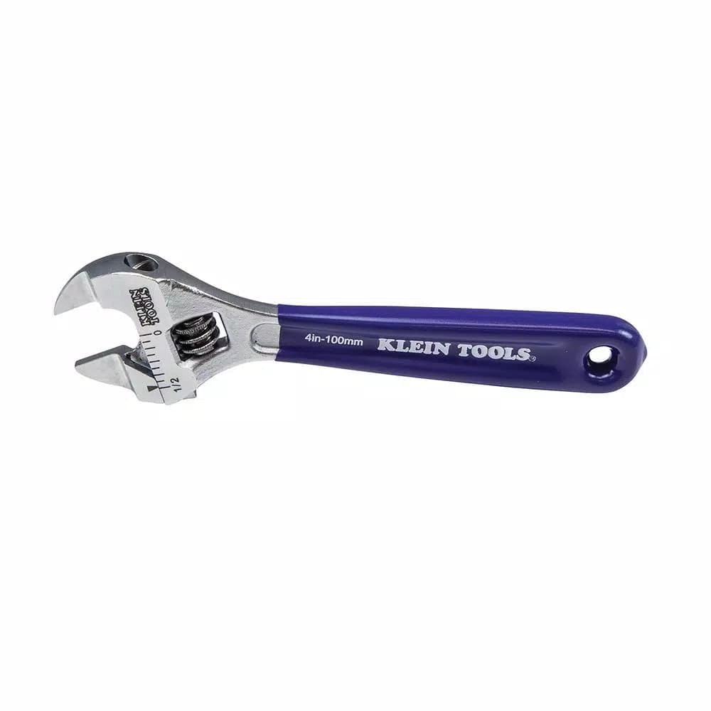 Klein Tools 4 in. Slim-Jaw Adjustable Wrench, Low Profile Steel Hand Tool