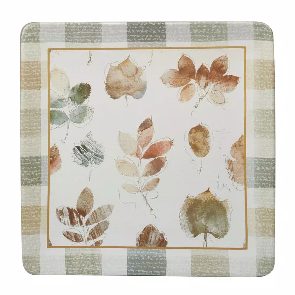 Certified International Woodland Walk 12.5 in. Grey and Sepia Ceramic Square Platter