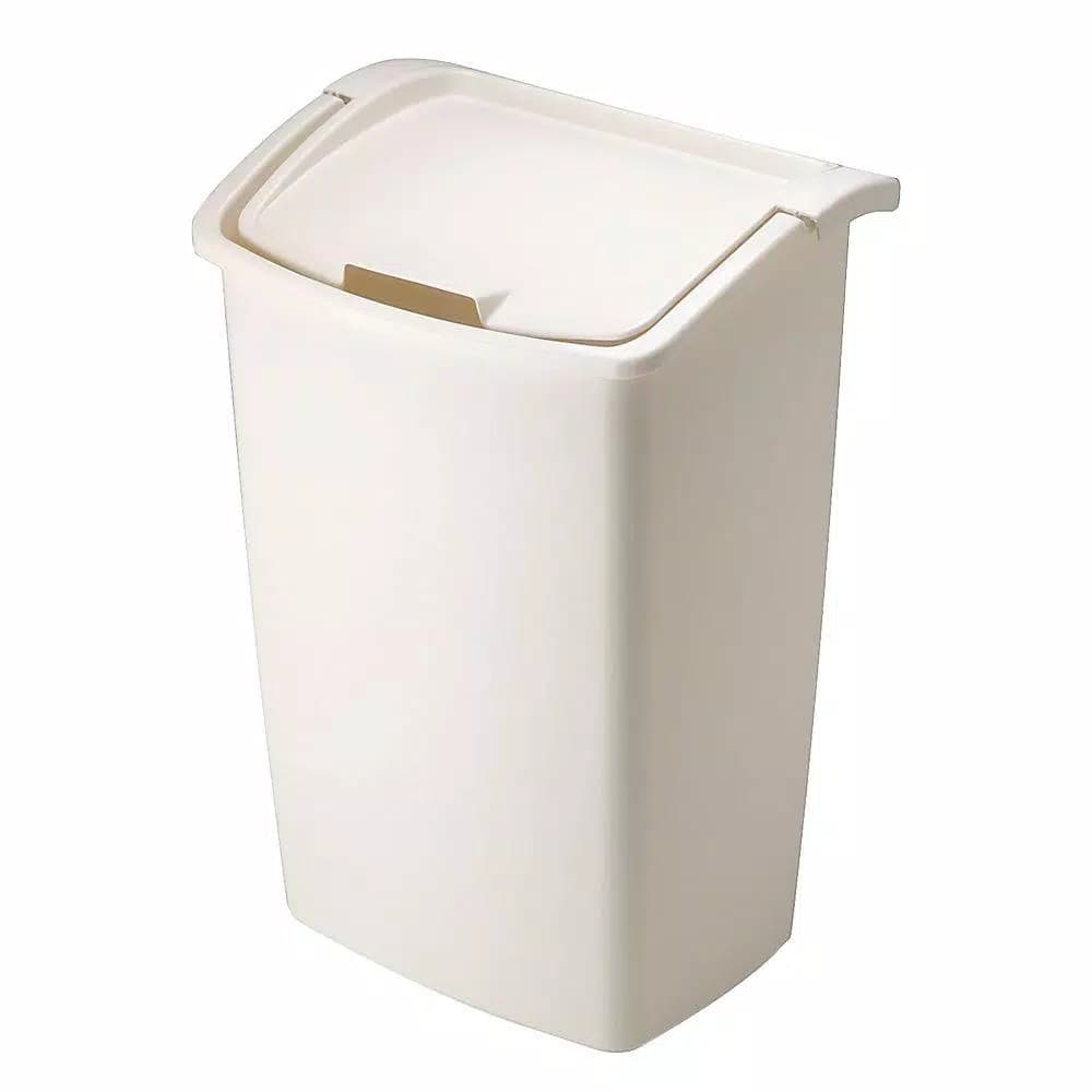 Rubbermaid 11.25 Gallon Dual Action Trash Can, Bisque