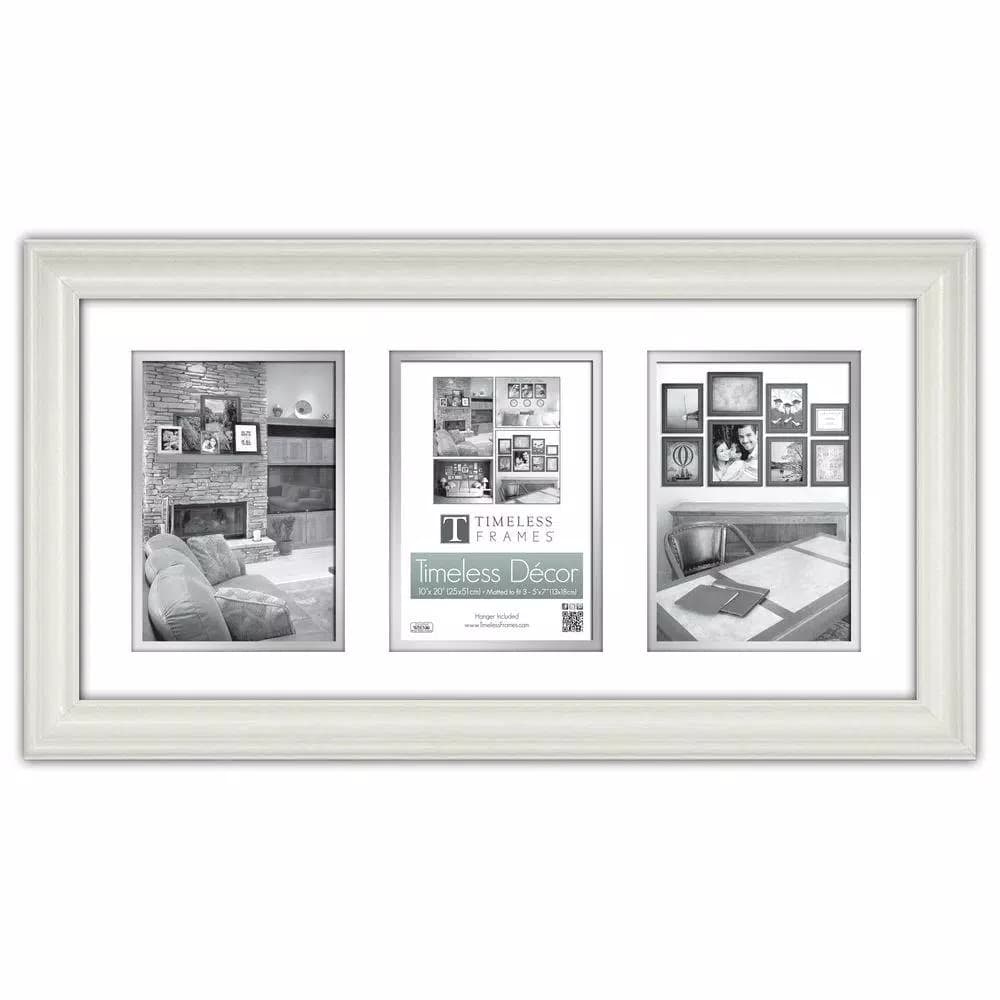 Timeless Frames Lauren 3-Opening Pure White Matted Picture Frame, 20 x 10 in.
