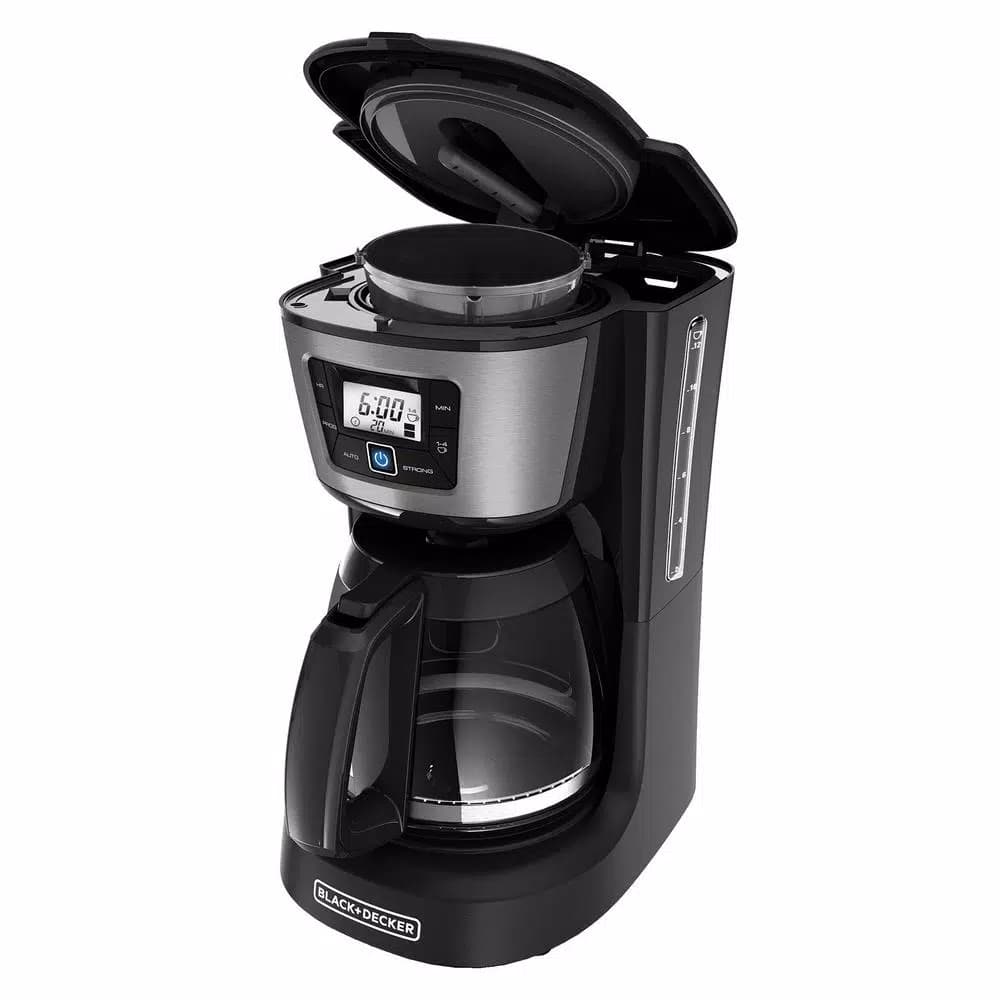 BLACK+DECKER 12-Cup Programmable Drip Coffee Maker with QuickTouch Panel and Evenstream Showerhead, Black
