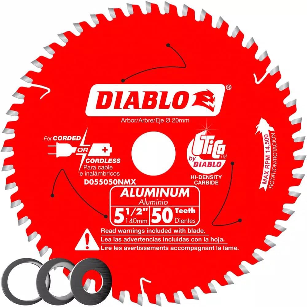 Diablo 5-1/2 in. 50-Teeth Aluminum Cutting Saw Blade with Bushings