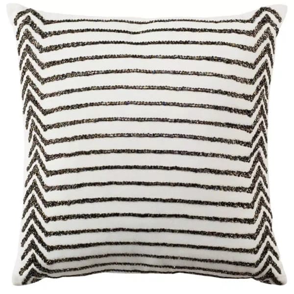 Safavieh Emilia Cream Striped 18 in. x 18 in. Cotton Throw Pillow with Down Alternative Fill