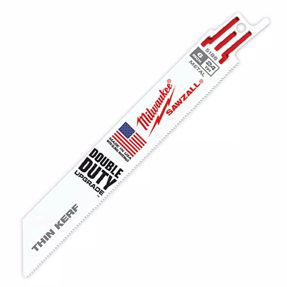 Milwaukee 6 in. 24 TPI Thin Kerf Metal Cutting Reciprocating Saw Blades, 100 Pack