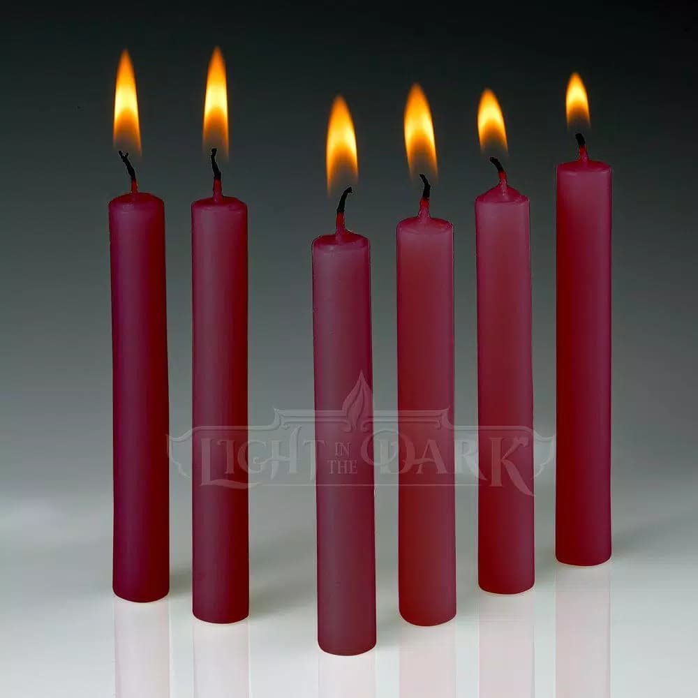 Light In The Dark Red Taper Candles, 4 in. x 1/2 in. Thick, Set of 60