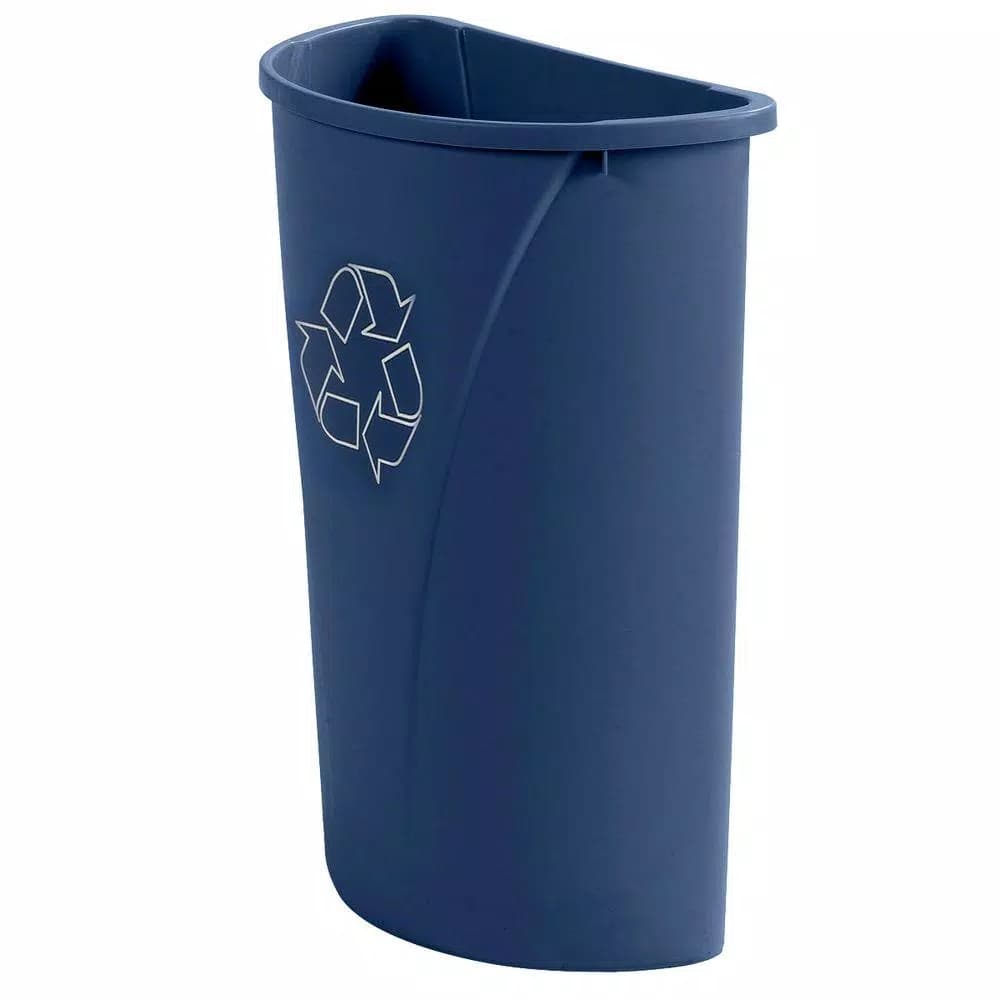 Carlisle 21 Gal. Blue Half Round Recycling Bin with Recycling Logo (Case of 4)