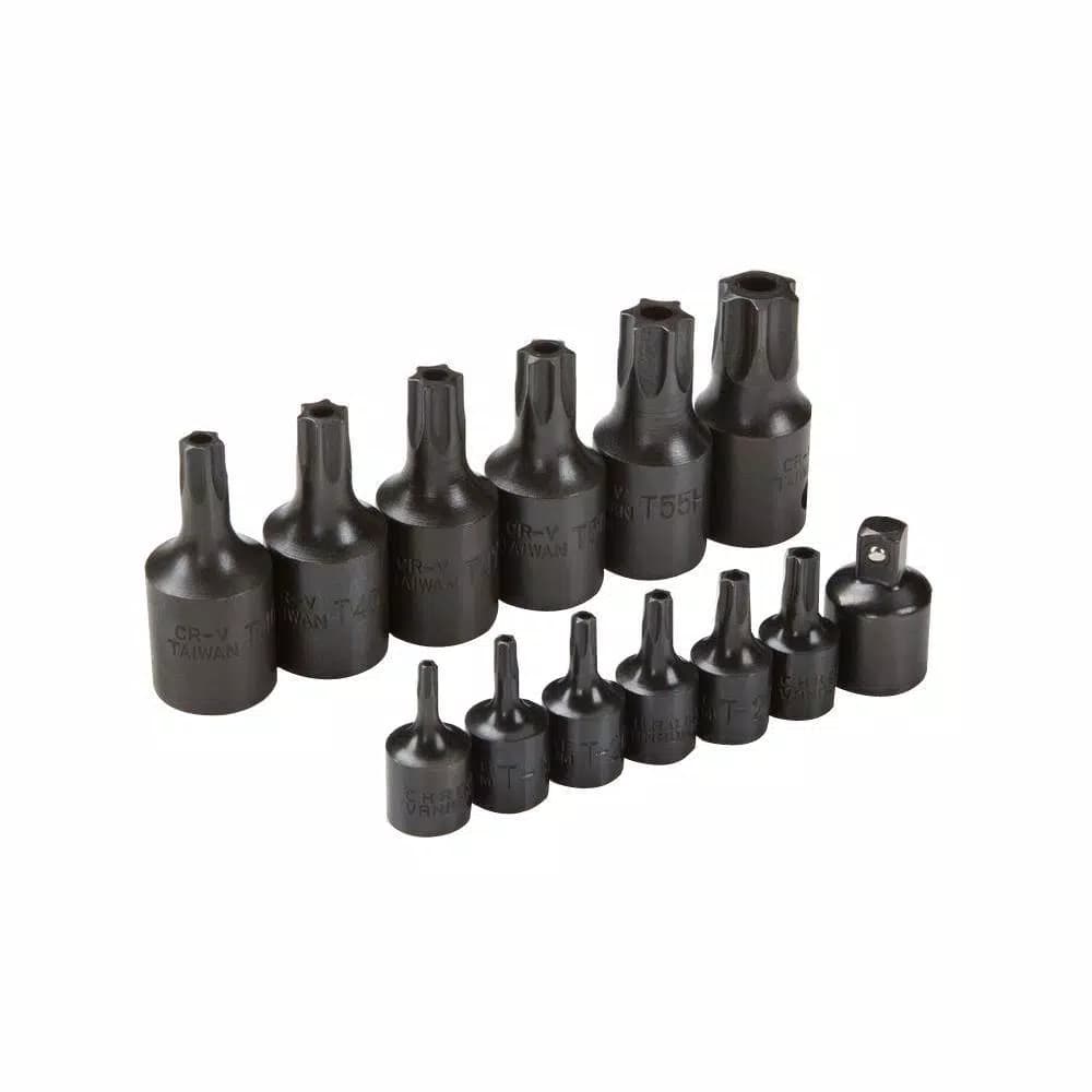 TEKTON 13-Piece Tamper Star Bit Socket Set, 1/4 in. and 3/8 in. Drive, TR10-TR60