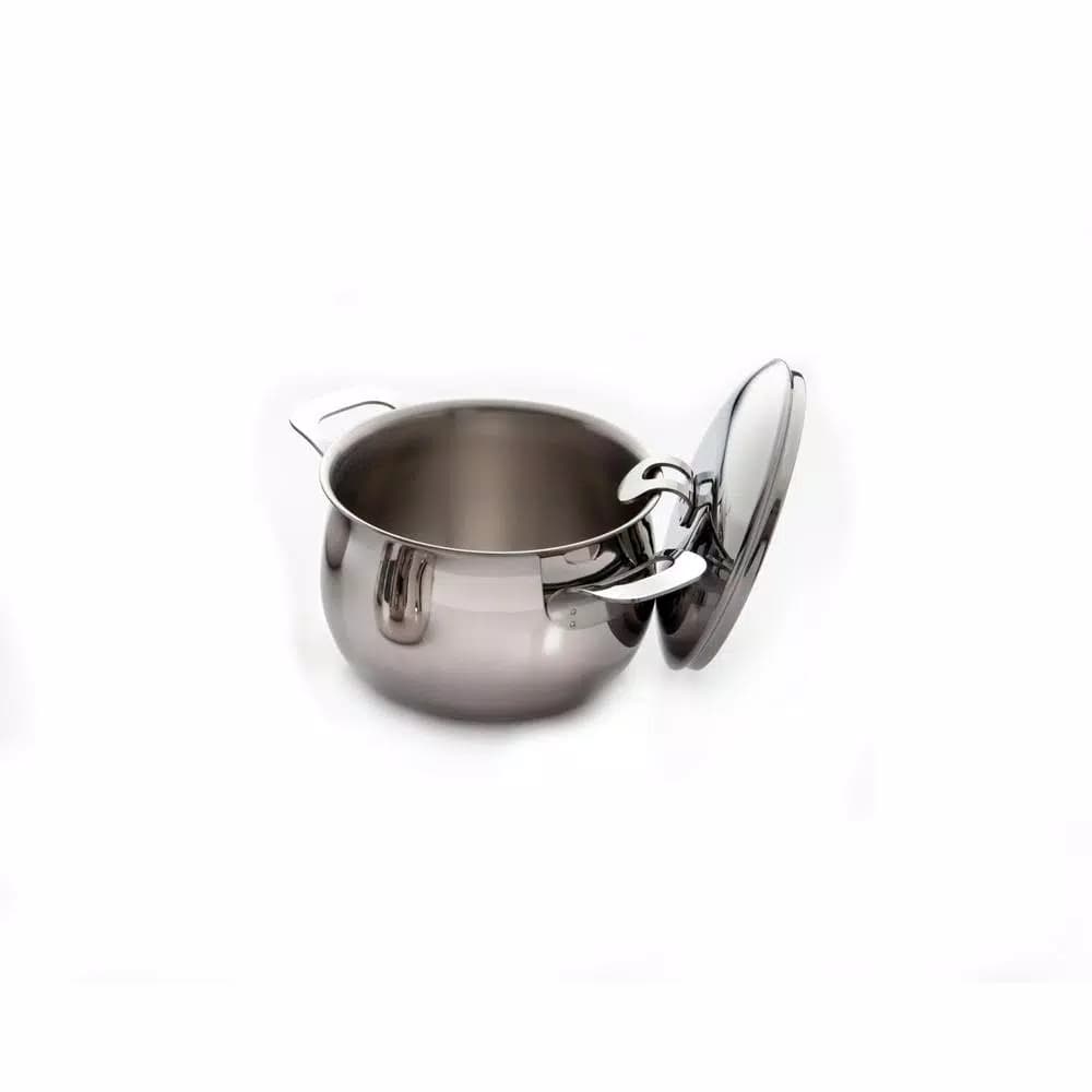 ExcelSteel Made in Italy 4 Qt Stainless Steel Stockpot Set with Sandwich Base, Induction Ready