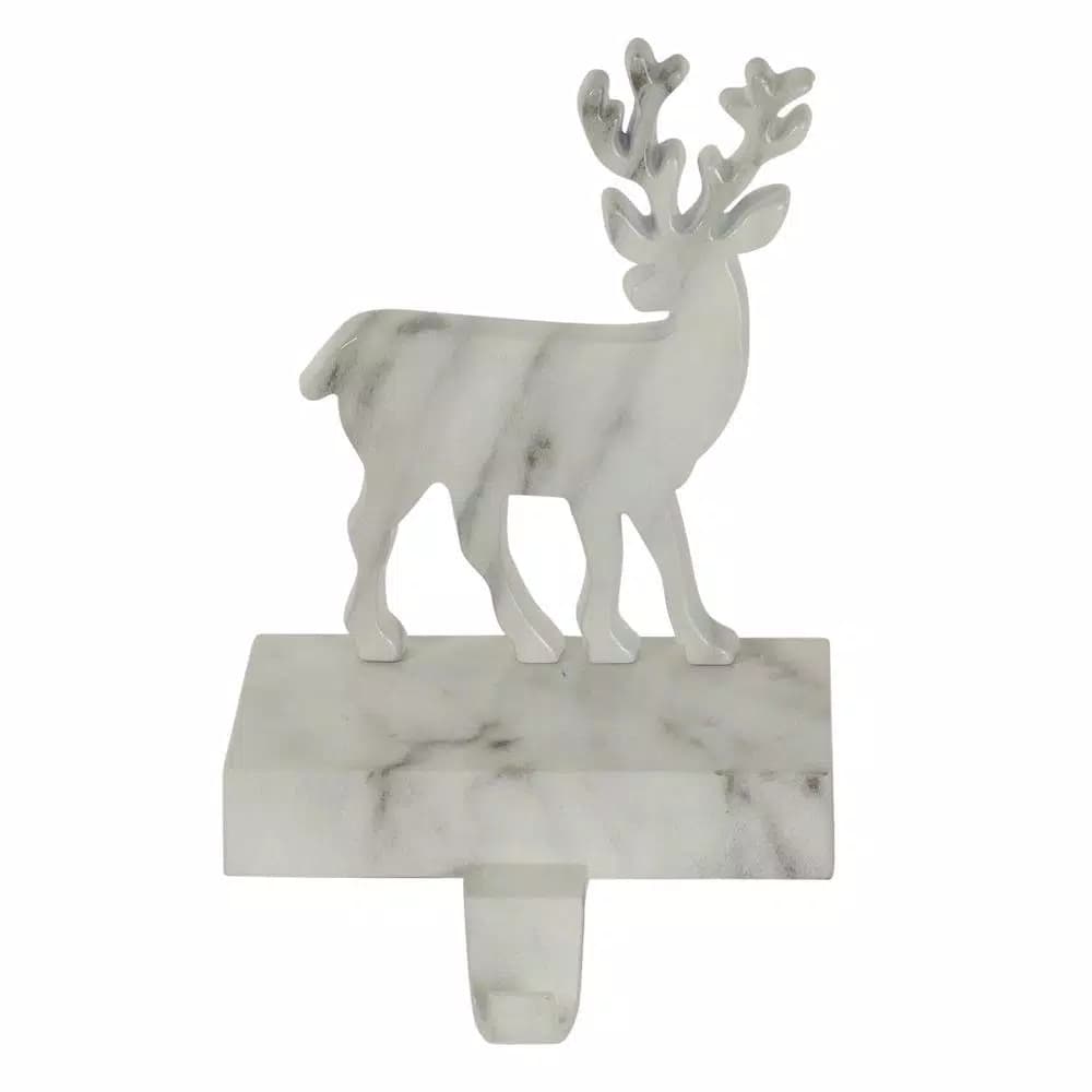 Northlight Winter's Bloom 7.5 in. Black and White Marbled Deer Christmas Stocking Holder