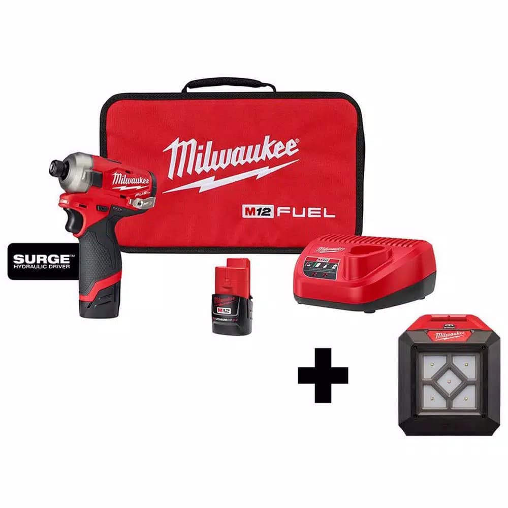 Milwaukee M12 FUEL Surge 1/4 in. Hex Impact Driver Kit with M12 Rover Flood Light