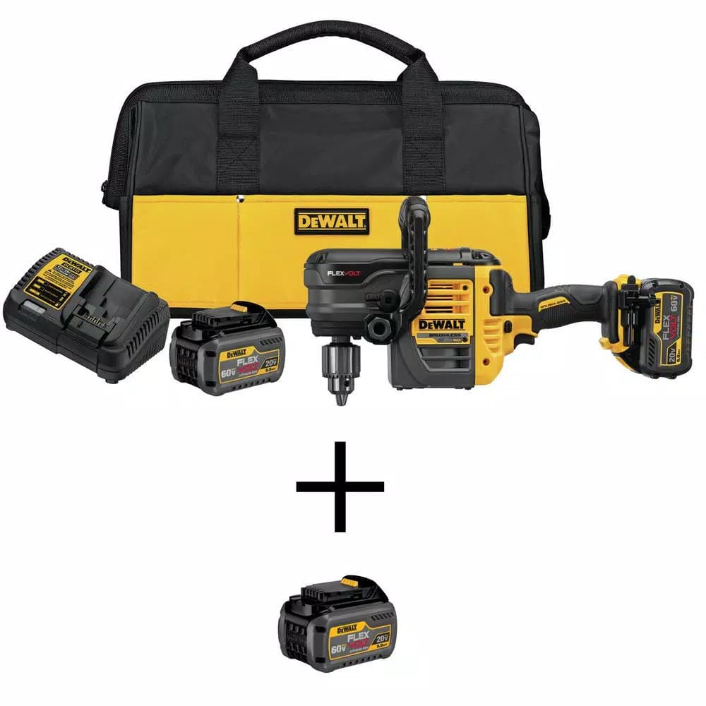 DEWALT FLEXVOLT 60V MAX Brushless 1/2 in. Stud & Joist Drill with E-Clutch & (3) 6.0Ah Batteries
