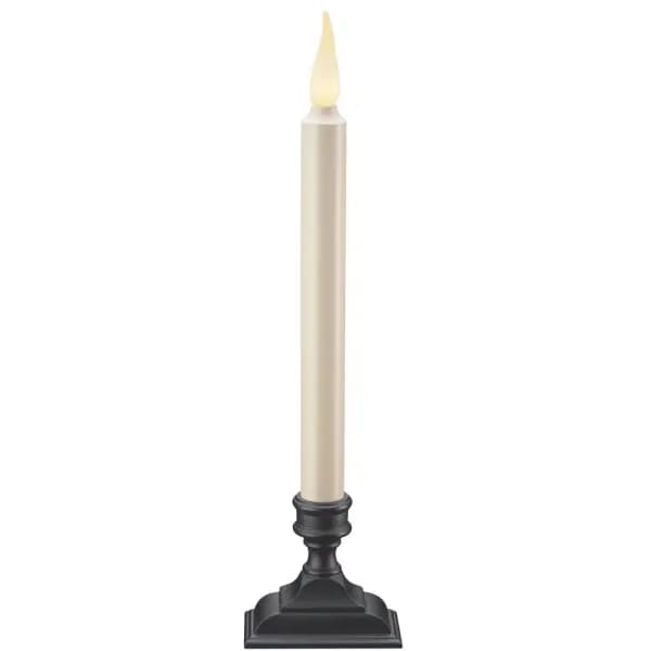 Xodus Innovations 12.5 in. White LED Taper Candle with Realistic 3D Warm Flame and Aged Bronze Base