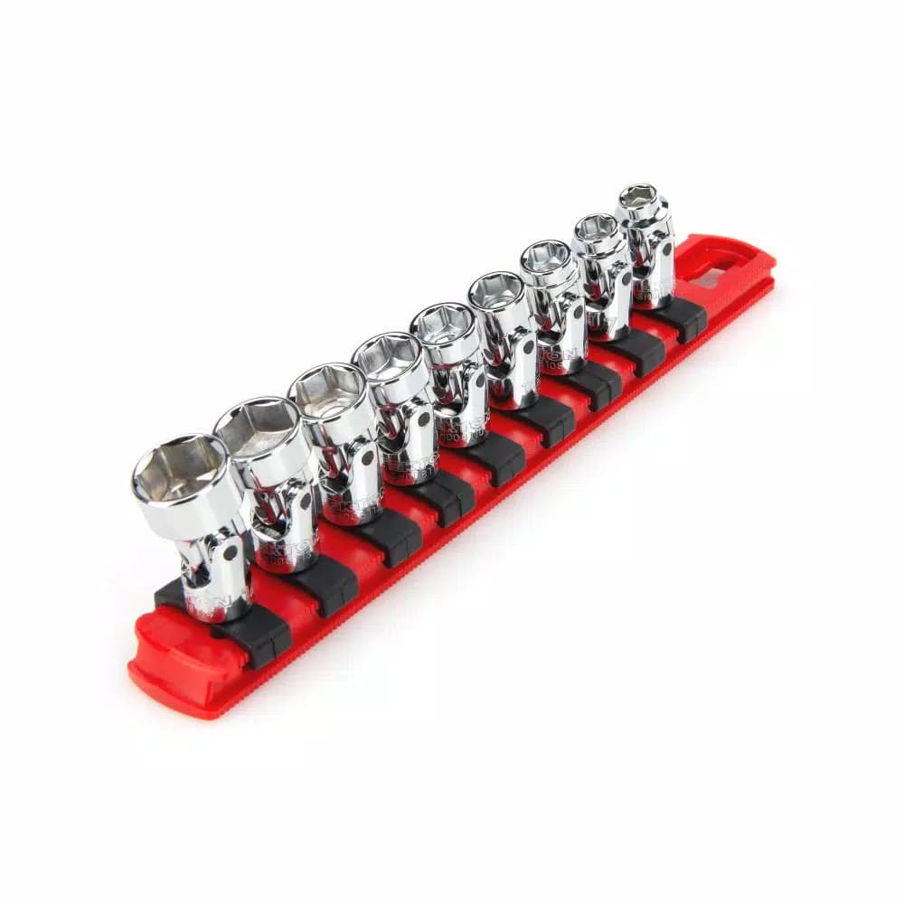 TEKTON 1/4 in. Drive 6-Point Universal Joint Socket Set, 9-Piece Metric