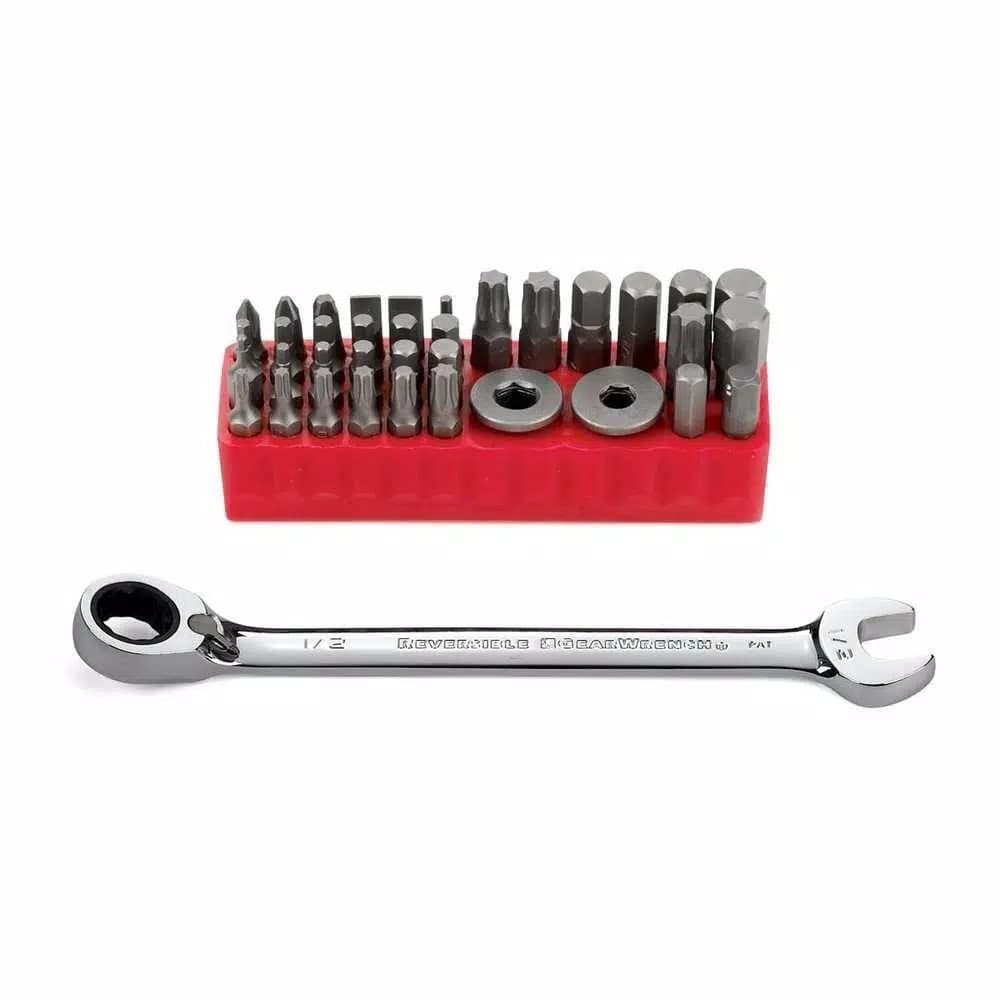 GEARWRENCH 37-Piece Ratcheting Wrench Access Bit Set with Reversible Combination Wrench