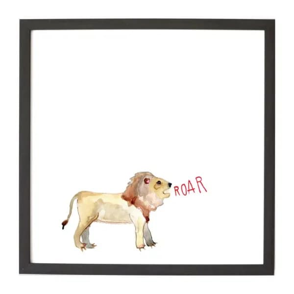 Petal Lane Home Watercolor Lion Magnetic Memo Board with Ebony Frame