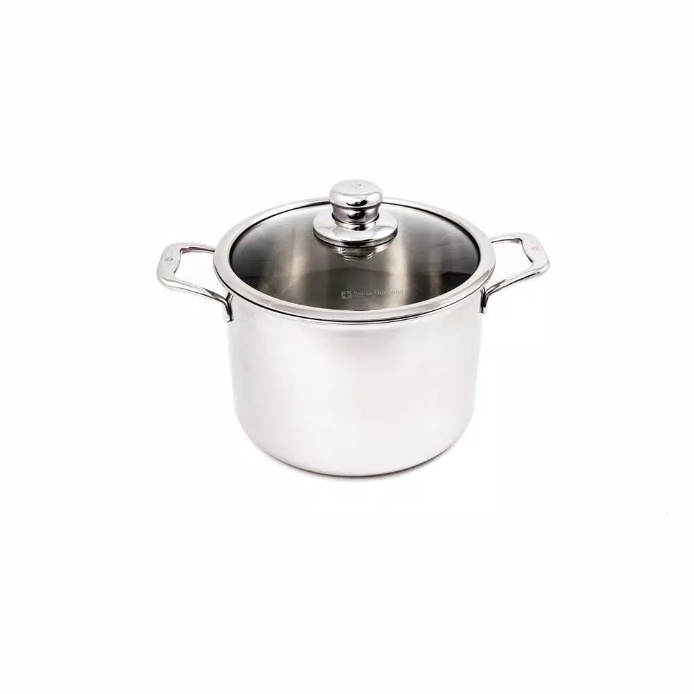 Swiss Diamond Premium Clad 7.9 Qt. Stainless Steel Stock Pot with Glass Lid